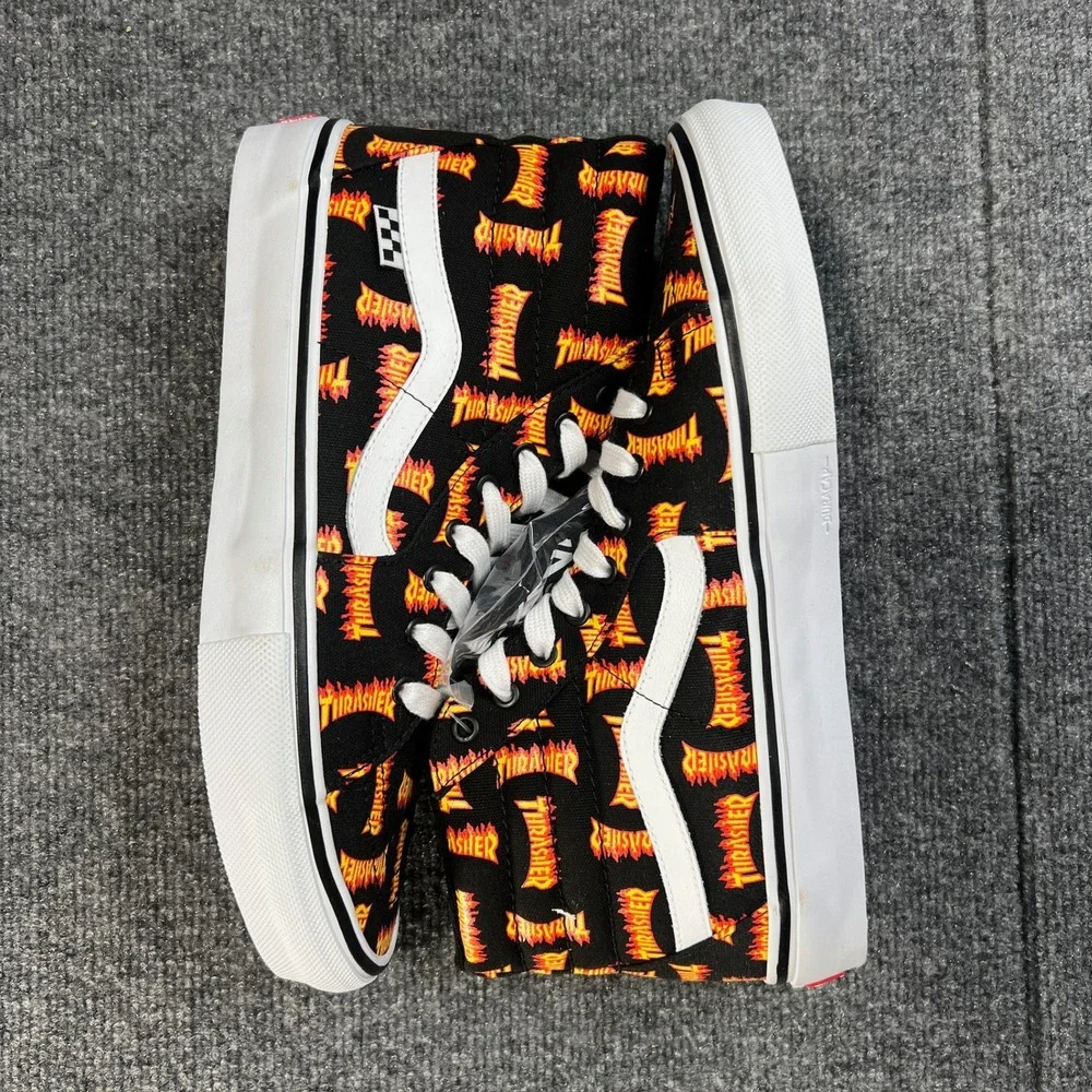 NEW Vans Skate Sk8-Hi Thrasher Mens 11 / 12.5 Wmns Black Multi Flame VN0A5FCCBML